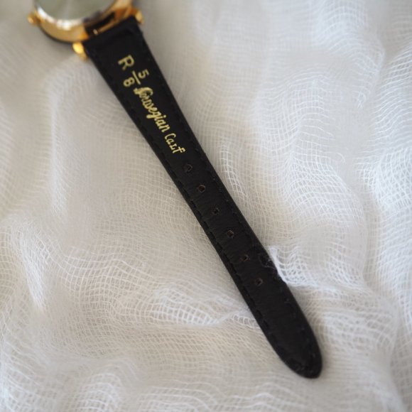 Pierre Nicol gold crystal lug faceted black leather watch - Picture 12 of 14